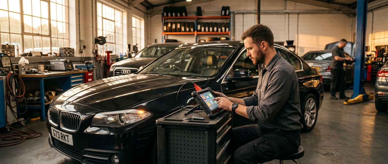 Professional replacement car keys technician at work